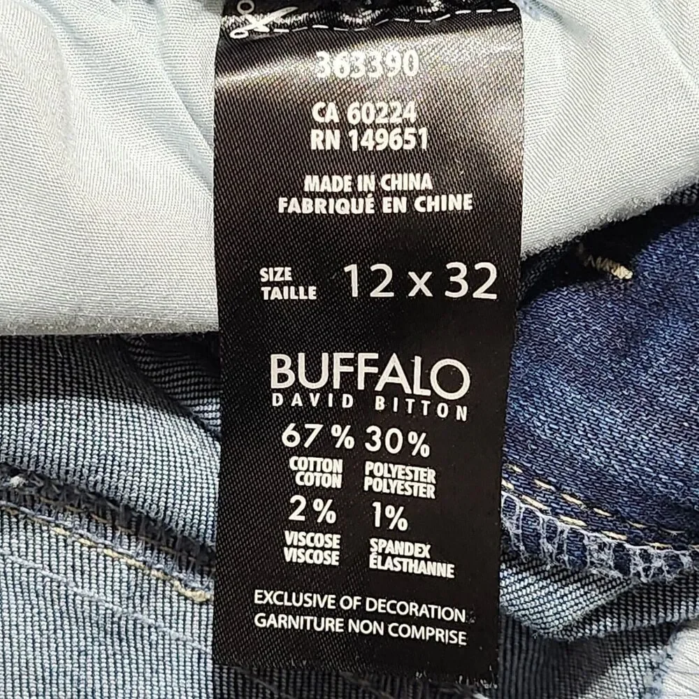 Buffalo David Britton Misha Jeans Womens 12x32 (34x32) Mid Straight Leg Stretch‎